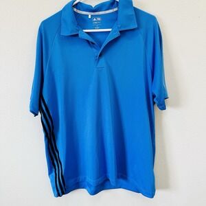 Adidas Climacoool Men's Blue Polo Golf‎ Shirt Short Sleeve Button Collar-Size M